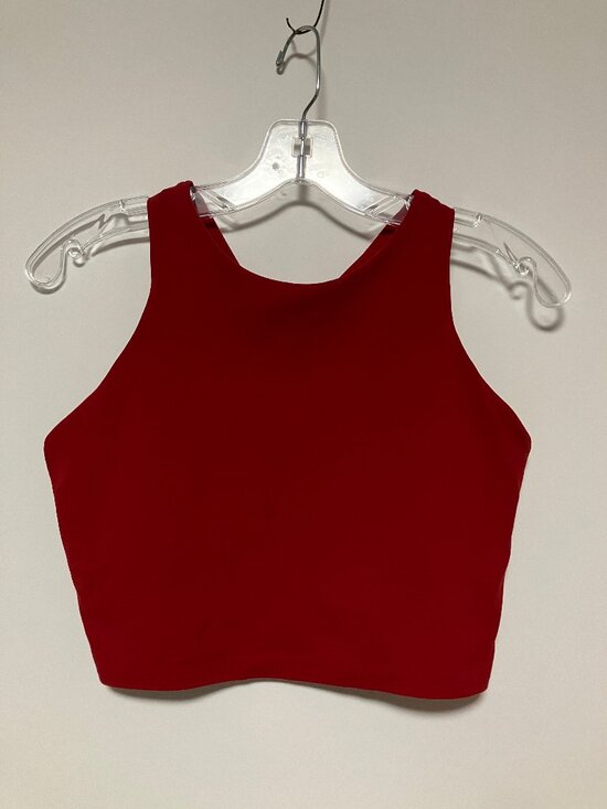 Athleta Tops - Athleta Crop Top Tank With Built-In Sports Bra, Red, Size Medium, High Neckline